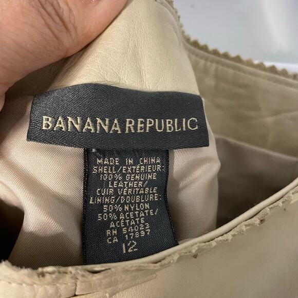 Banana Republic Leather Pants Womens Size 12 Cream Beige Preppy Pull On Rodeo - Picture 3 of 10
